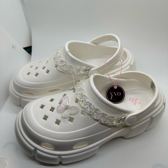 Women's White Sandals with Butterfly Charm - Picture 2 of 6